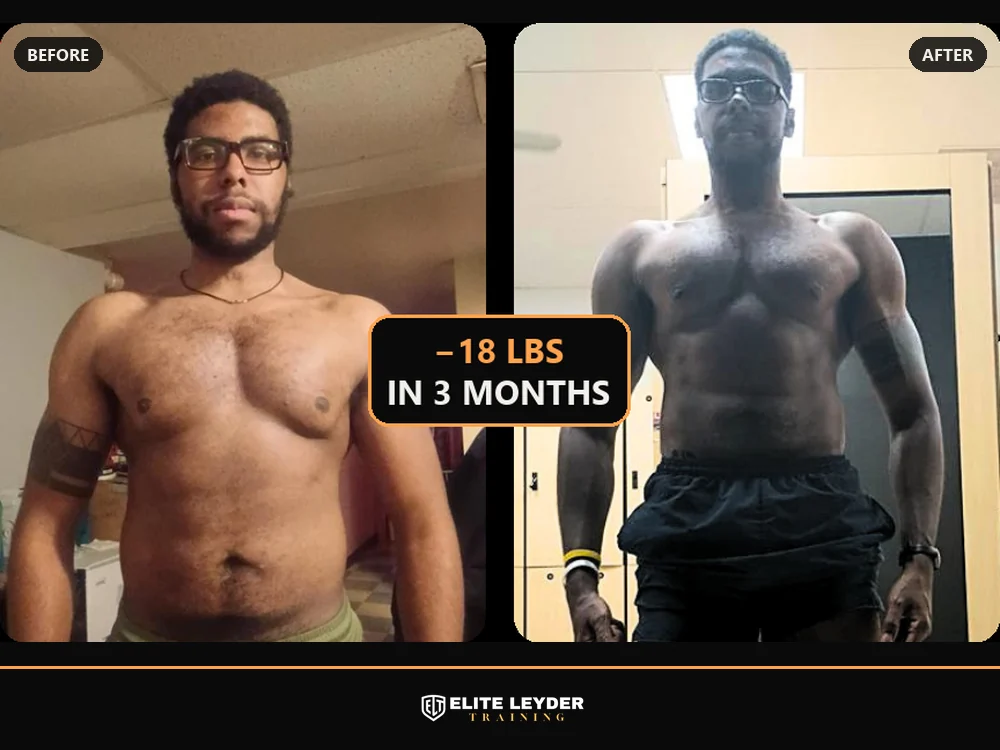 Denarde, before and after: down 18 lbs in 3 months