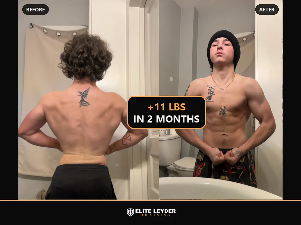 Stef, before and after: up 11 lbs in 2 months