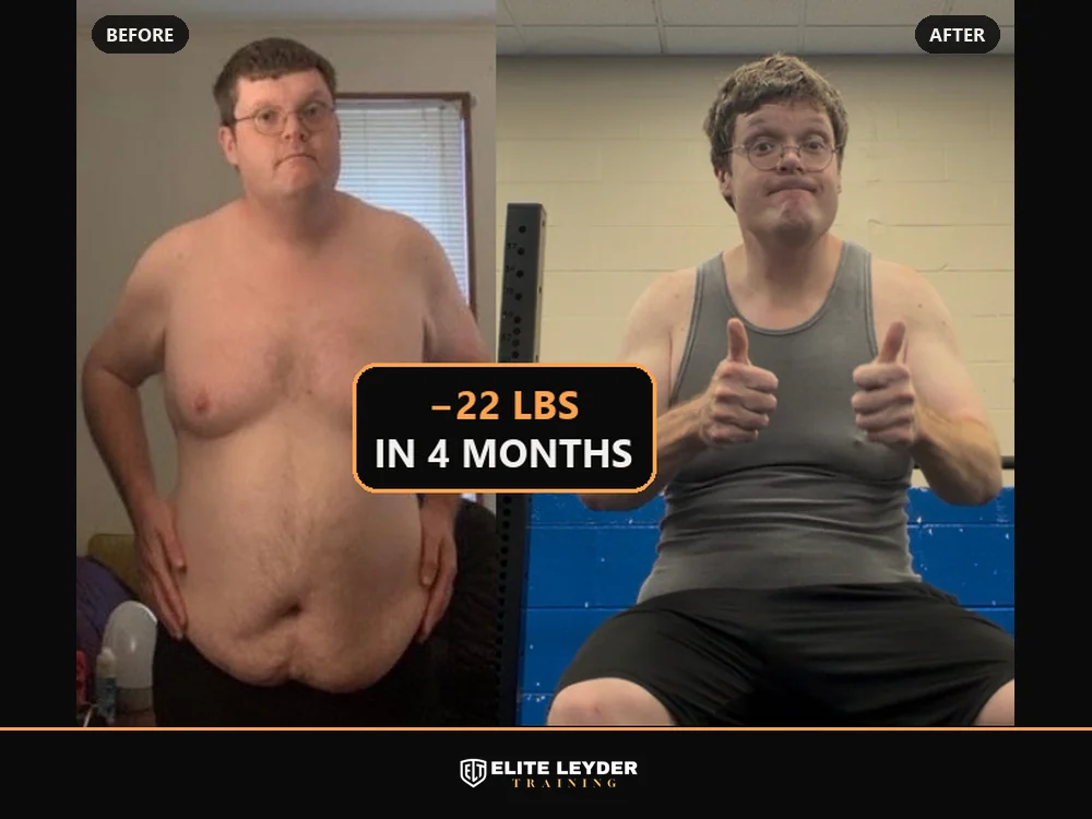 Steven, before and after: down 22 lbs in 4 months